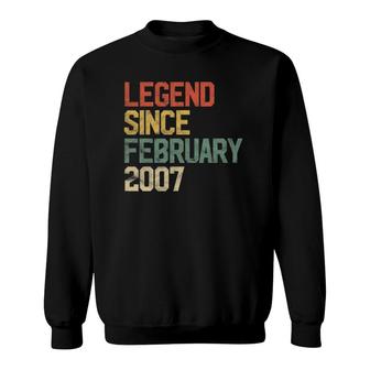 15 Years Old Gifts Legend Since February 2007 15Th Birthday Sweatshirt | Mazezy