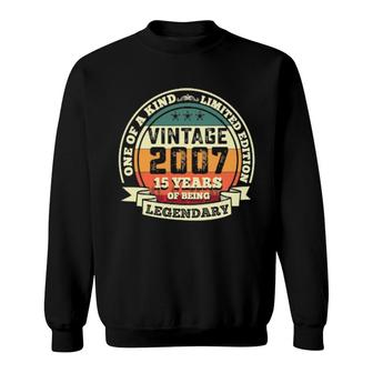 15Th Birthday Vintage Retro Legendary 2007 15 Years Old Sweatshirt | Mazezy