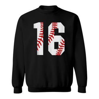 16 Baseball 16Th Birthday Sixteen Baseball Mom Sweet 16 Ver2 Sweatshirt | Mazezy