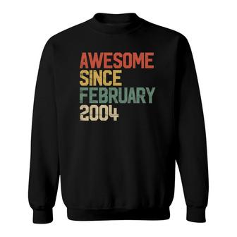 18Th Birthday Gifts Awesome Since February 2004 18 Years Old Sweatshirt | Mazezy