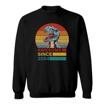 18Th Dinosaur Birthday Gift Awesome Since 2004 18 Years Old Sweatshirt | Mazezy