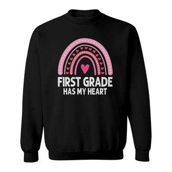 1St First Grade Has My Heart Rainbow Valentines Day Teacher Sweatshirt | Mazezy