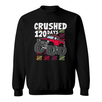 1St Grade 120 Days Of School Monster Truck Boys Kids Sweatshirt | Mazezy
