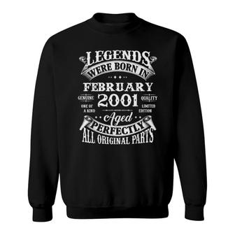 21St Birthday Legends Born In February 2001 21 Year Old Sweatshirt | Mazezy
