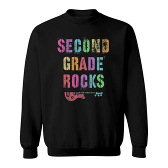 2Nd Grade Rocks Student Teacher Team Second Grader Rockstar Sweatshirt | Mazezy CA