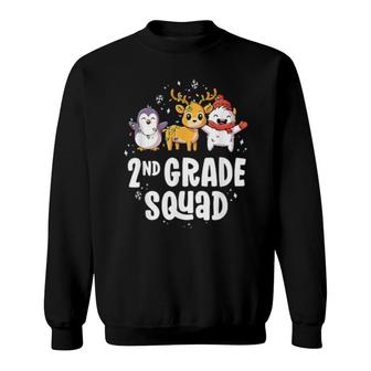 2Nd Grade Squad Matching Teacher Christmas School Crew Sweatshirt | Mazezy