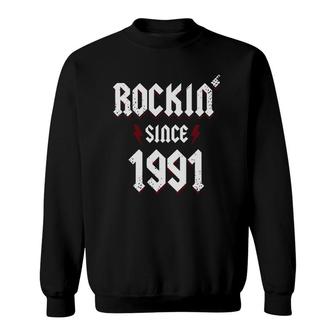 30Th Birthday Gifts Men Vintage Rockin Since 1991 Ver2 Sweatshirt | Mazezy