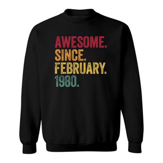 42 Years Old Awesome Since February 1980 42Nd Birthday Gift Sweatshirt | Mazezy