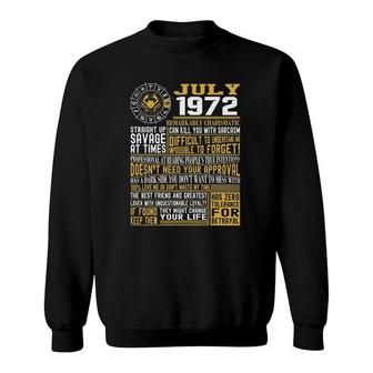 49Th Birthday , Born In July 1972 Facts Sweatshirt | Mazezy