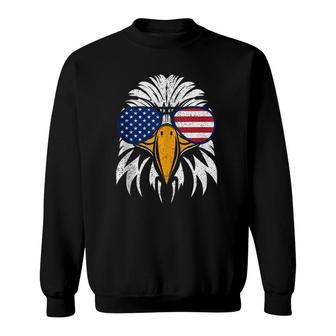 4Th Of July Bald Eagle Patriotic American Flag Glasses Gift Sweatshirt | Mazezy AU