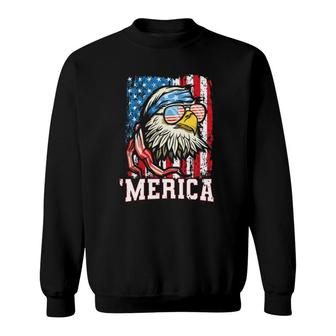 4Th Of July Bald Eagle Usa Flag Patriotic Merica Sweatshirt | Mazezy AU