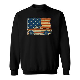 4Th Of July Patriotic Classic Pickup Truck Flag Sweatshirt | Mazezy