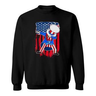 4Th Of July Uncle Sam Dab American Flag Patriotic Sweatshirt | Mazezy