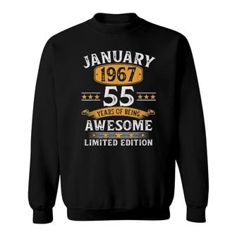 55 Years Old Retro Vintage 1967 January 1967 55Th Birthday Sweatshirt | Mazezy