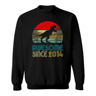 7Th Birthday Dinosaur Awesome Since 2014 Gifts 7 Years Old Sweatshirt | Mazezy
