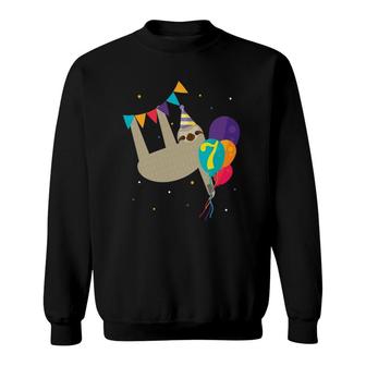 7Th Birthday Sloth Lovers Gift 7 Years Old Boy Girl Sweatshirt | Mazezy