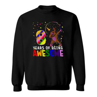 8Th Birthday Black Girl 8 Years Old Awesome Unicorn Dabbing Sweatshirt | Mazezy