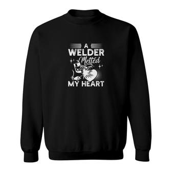 A Welder Melted My Heart Funny Sweatshirt | Mazezy