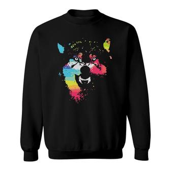 Abstract Rainbow Colorful Portrait Wolf Face Animal Sweatshirt | Mazezy