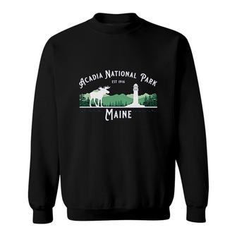 Acadia National Park Maine Lighthouse Moose Hiking Souvenir Sweatshirt - Thegiftio UK