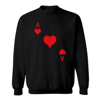 Ace Of Hearts Playing Card Tee Halloween Costume Sweatshirt | Mazezy