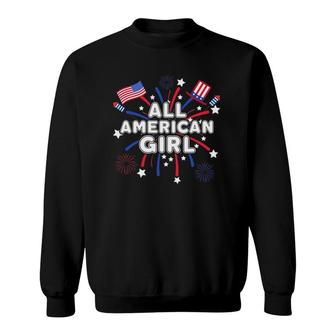 All American Girl Cute Patriotic 4Th Of July Sweatshirt | Mazezy