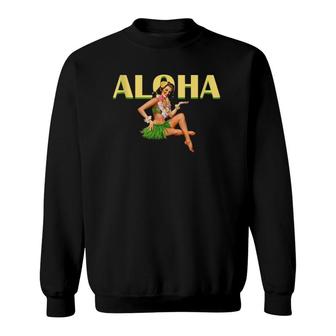 Aloha Hawaiian Retro Vintage Pin Up Girl Hawaii Sweatshirt | Mazezy