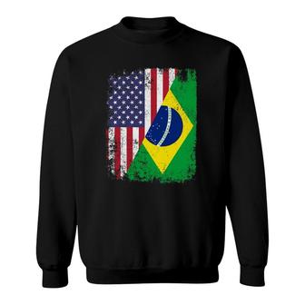 American Brazilian Roots Half American Usa Brazil Flags Sweatshirt | Mazezy