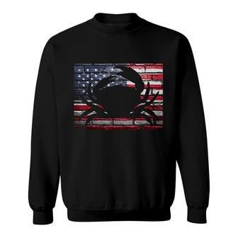 American Flag Crab Crabbing Fishing Sweatshirt | Mazezy