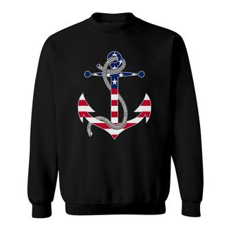 American Flag Patriotic Anchor - Memorial Day 4Th Of July Sweatshirt | Mazezy