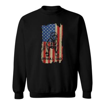 American Flag Pitbull Dad Cool Dog Daddy Patriot 4Th July Sweatshirt | Mazezy