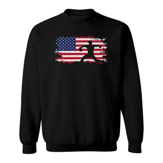 American Flag Pitcher Baseball Apparel Baseball Sweatshirt | Mazezy
