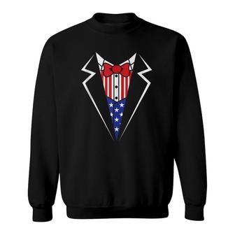 American Flag Tuxedo Bow Tie 4Th Of July Usa Merica Gift Sweatshirt | Mazezy DE