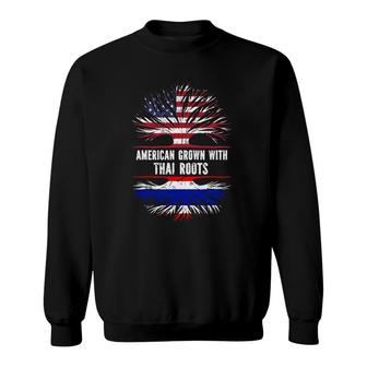 American Grown With Thai Roots Usa Flag Thailand Sweatshirt | Mazezy