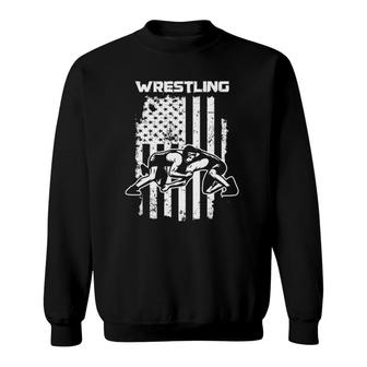 American Wrestling Wrestler United States Flag Usa Sweatshirt | Mazezy