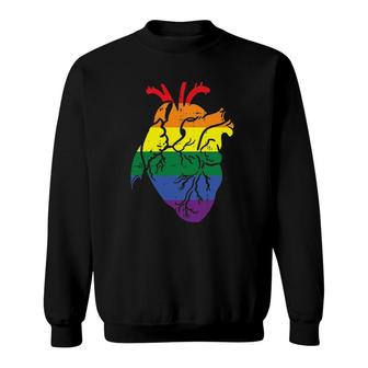 Anatomical Rainbow Heart Gay Pride Flag Lgbt Nurse Rn Gift Sweatshirt | Mazezy