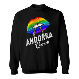 Andorra Lgbtq Gay Pride Flag Lips Rainbow Sweatshirt | Mazezy