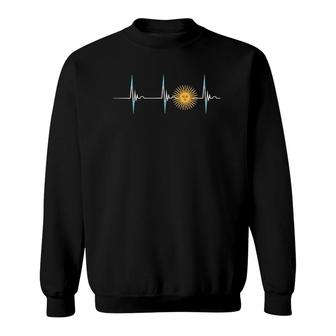 Argentina Sun Of May Heartbeat Pulse Argentinian Pride Sweatshirt | Mazezy