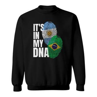 Argentinian And Brazilian Mix Dna Flag Heritage Sweatshirt | Mazezy