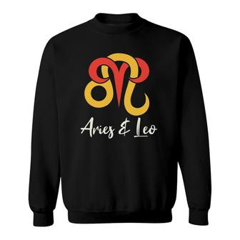 Aries And Leo Couple Zodiac Relationship Horoscope Men Women Sweatshirt | Mazezy