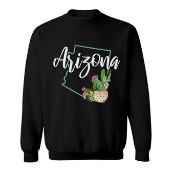 Arizona Pride State Map Cactus Vintage Arizona Sweatshirt - Seseable