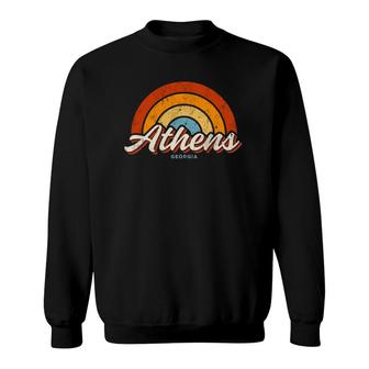 Athens Georgia Ga Vintage Rainbow Retro 70S Sweatshirt | Mazezy