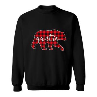 Auntie Bear Pajama Red Buffalo Xmas Family Christmas Sweatshirt | Mazezy