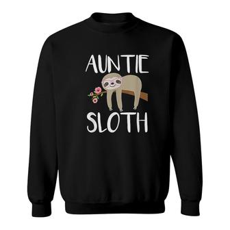 Auntie Sloth Cute Fun Aunts Sweatshirt | Mazezy