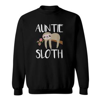 Auntie Sloth Shirt Cute Fun Gift Sweatshirt | Mazezy