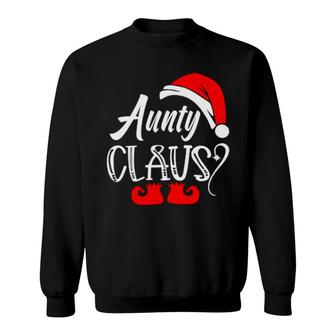 Aunty Claus Fun Santa Hat Matching Group Family Holiday Sweatshirt | Mazezy