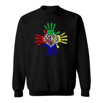 Autism Awareness Gift Helping Hands Sweatshirt | Mazezy