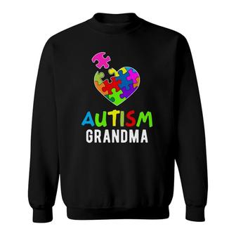 Autism Awareness Grandma Puzzle Heart Sweatshirt | Mazezy