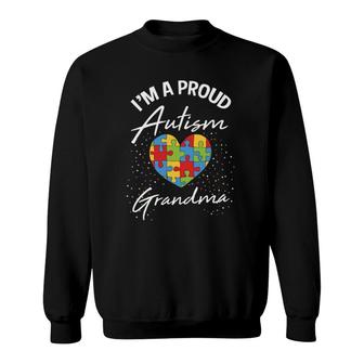 Autism Awareness Proud Grandma Puzzle Heart Cool Family Gift Sweatshirt | Mazezy