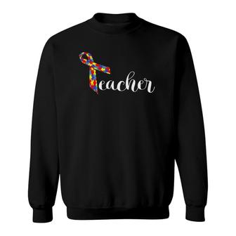 Autism Teacher Women Men Adult Awareness Ribbon Gift Sweatshirt | Mazezy